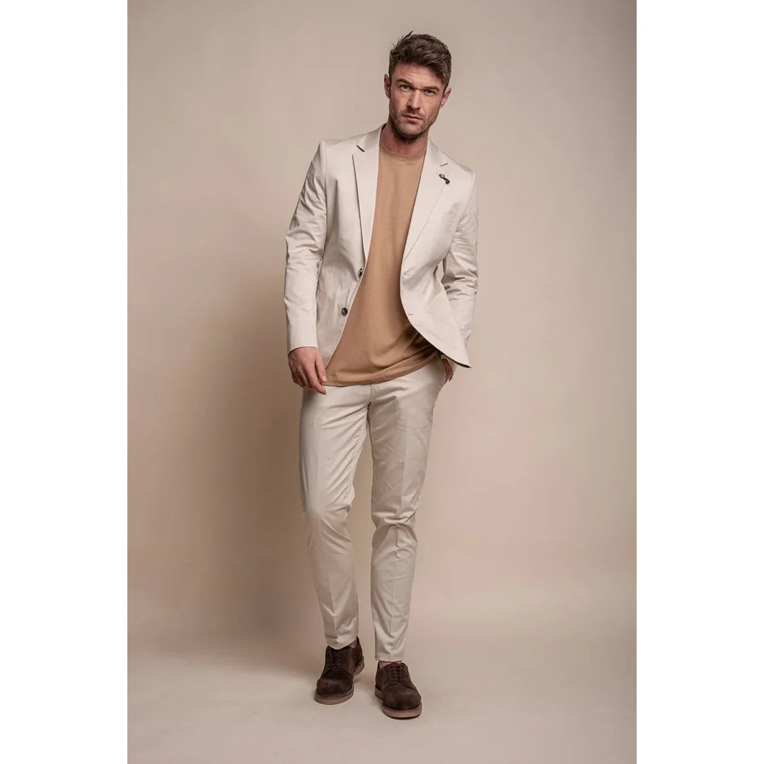 Mario - Moški poletni bež oprijet blazer