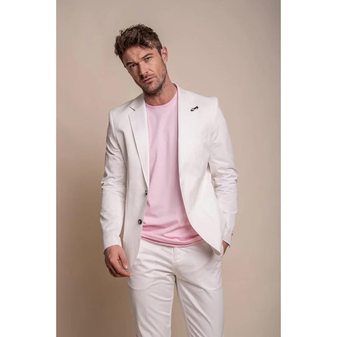 Mario - Moški elegantni poletni kremni blazer