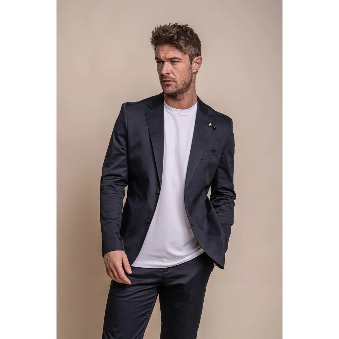 Mario - Moški klasični poletni mornarsko modri blazer