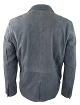 Moška jakna iz pravega semiša, usnjena, klasična, vintage, elegantna, sive barve