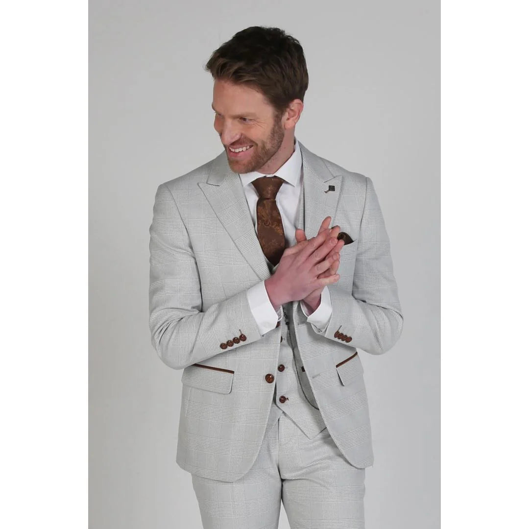 Mark - Moški bež karo blazer