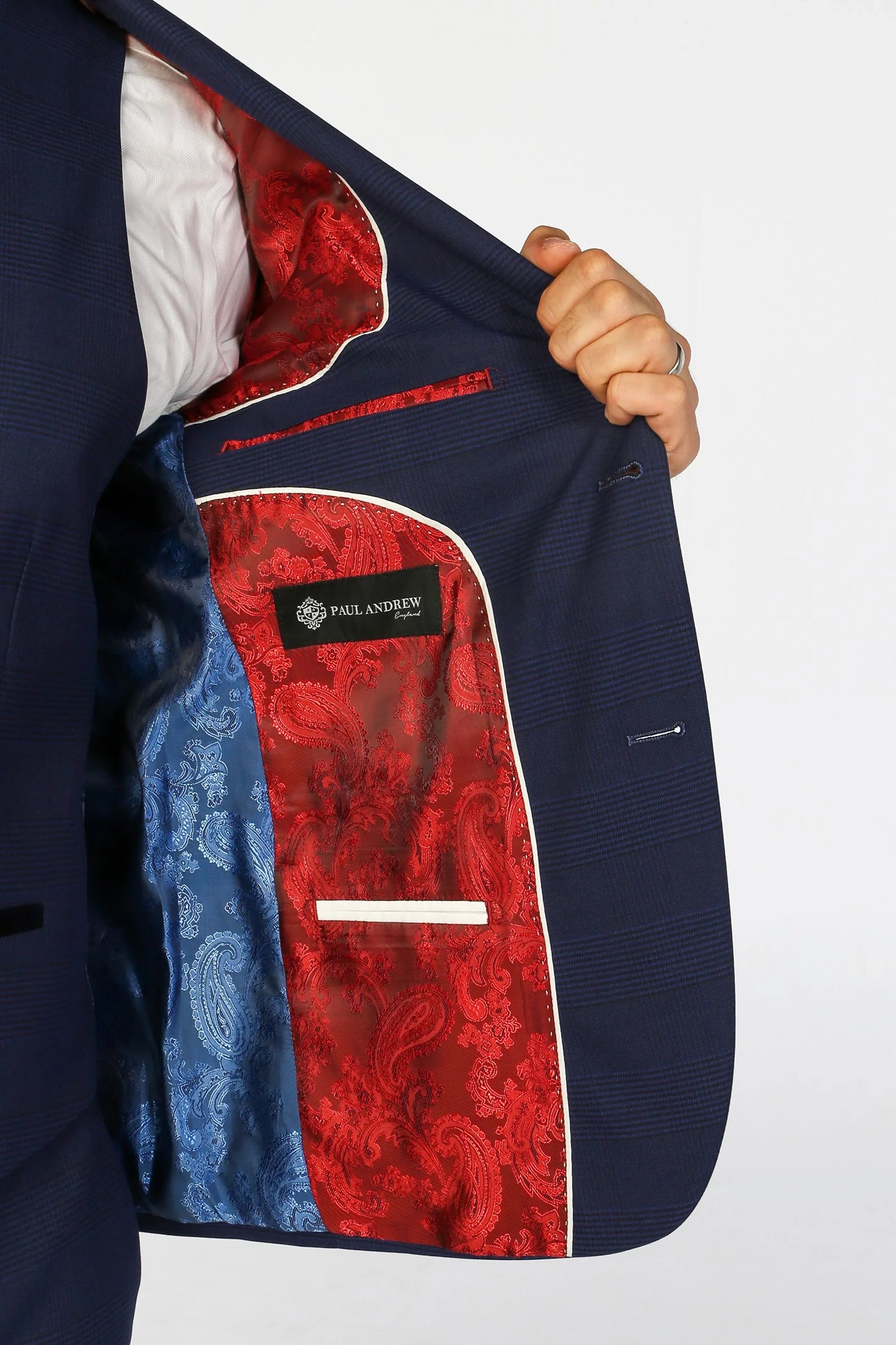 Mark - Moški temno moder karirasti blazer kroja
