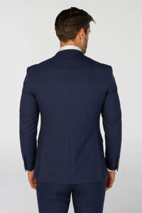 Mark - Moški temno moder karirasti blazer kroja
