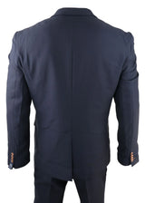 Moška 3-delna mornarsko modra obleka Birdseye Slim Fit Marc Darcy Max Classic 1920s Vintage