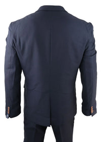 Moška 3-delna mornarsko modra obleka Birdseye Slim Fit Marc Darcy Max Classic 1920s Vintage