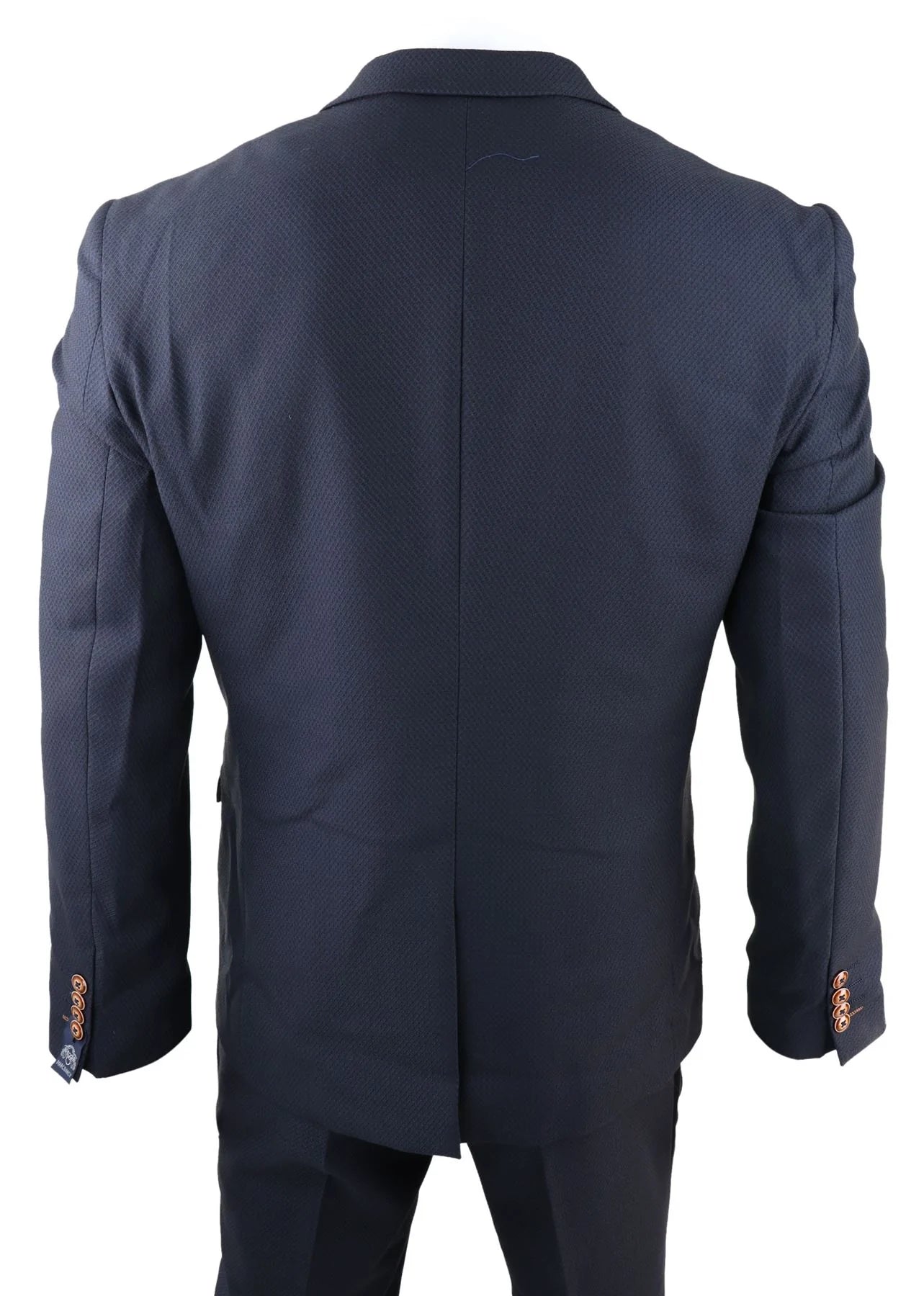 Moška 3-delna mornarsko modra obleka Birdseye Slim Fit Marc Darcy Max Classic 1920s Vintage