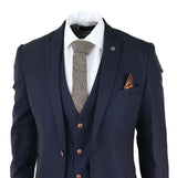 Moška 3-delna mornarsko modra obleka Birdseye Slim Fit Marc Darcy Max Classic 1920s Vintage
