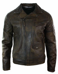 Moška motoristična jakna iz pravega usnja, vintage, sprana, rjava, črna, bordo, modra, lesena, z zadrgo, retro, rjava