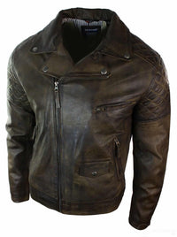 Moška motoristična jakna iz pravega usnja, vintage, sprana, rjava, črna, bordo, modra, lesena, z zadrgo, retro, rjava