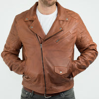 Moška motoristična jakna iz pravega usnja, vintage, spranega rjavega lesa, z zadrgo, retro, casual - Nevada Timber