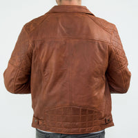 Moška motoristična jakna iz pravega usnja, vintage, spranega rjavega lesa, z zadrgo, retro, casual - Nevada Timber