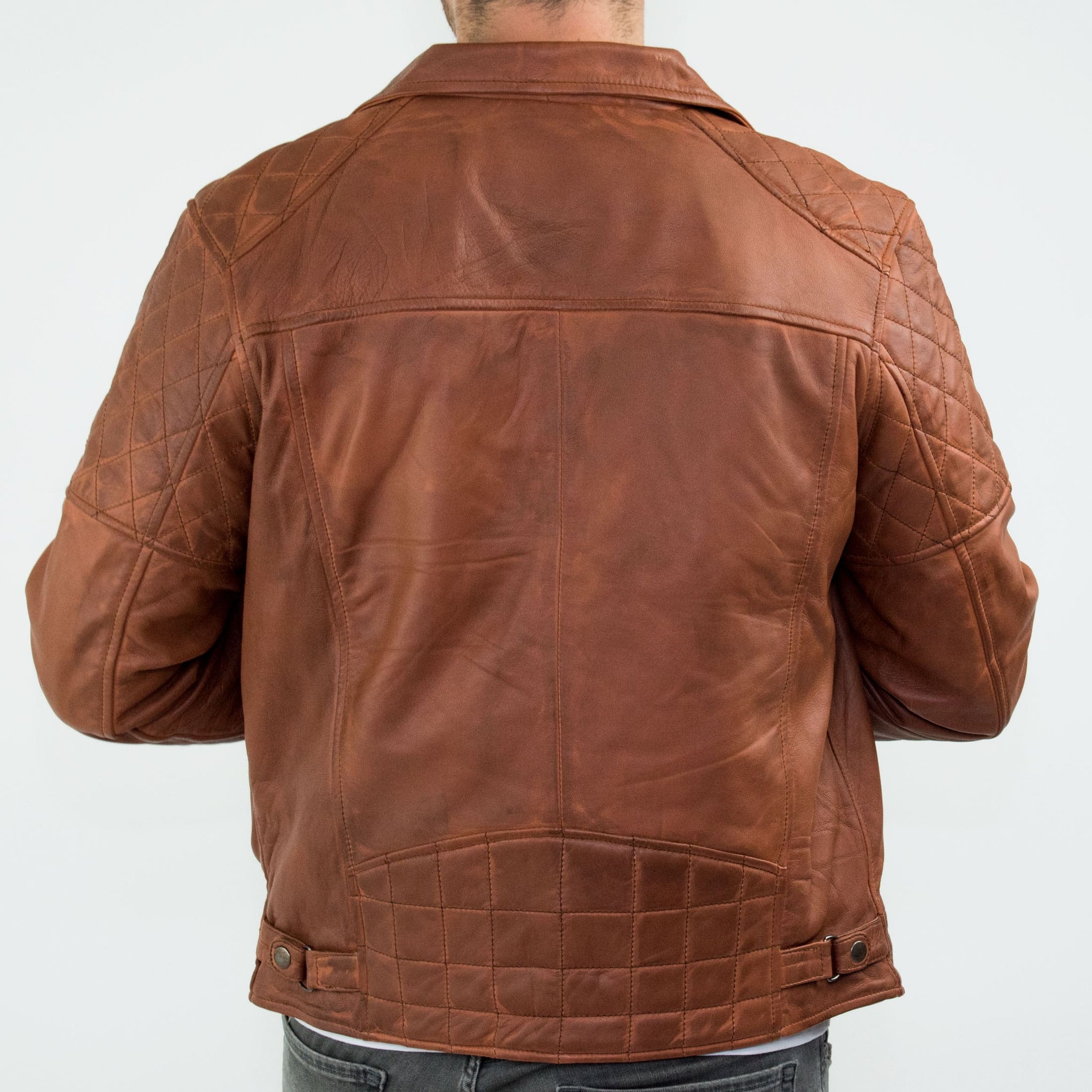 Moška motoristična jakna iz pravega usnja, vintage, spranega rjavega lesa, z zadrgo, retro, casual - Nevada Timber