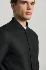 Moška črna minimalistična elegantna bomber jakna