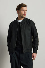 Moška črna minimalistična elegantna bomber jakna