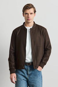 Moška rjava minimalistična elegantna bomber jakna