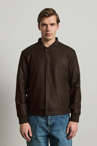 Moška rjava minimalistična elegantna bomber jakna