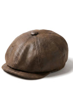 Moška 8-delna britvica Baker Boy Hat iz umetnega usnja Blinders Newsboy Flat Cap rjava