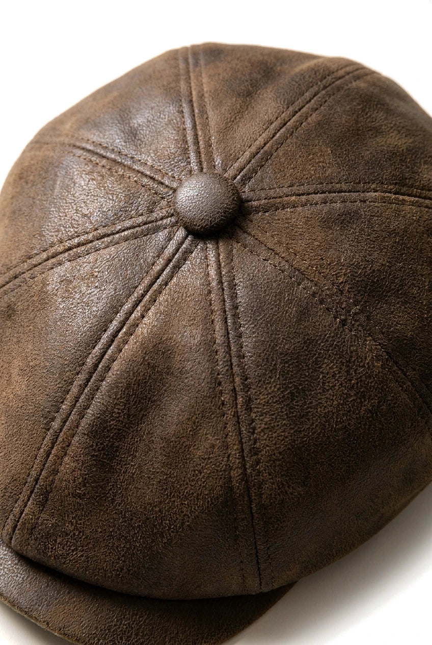 Moška 8-delna britvica Baker Boy Hat iz umetnega usnja Blinders Newsboy Flat Cap rjava