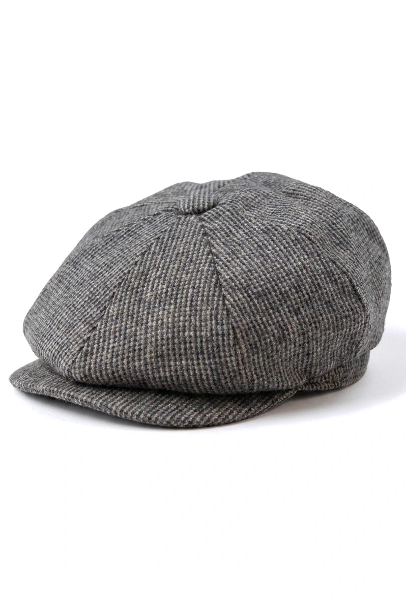 Moška 8-delna kapa Razor Baker Boy iz volnenega tvida Shelby Newsboy, siva