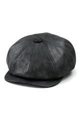 Moška 8-delna britvica Baker Boy Hat iz umetnega usnja Blinders Newsboy ravna kapa črne barve