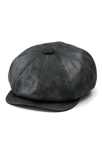 Moška 8-delna britvica Baker Boy Hat iz umetnega usnja Blinders Newsboy ravna kapa črne barve