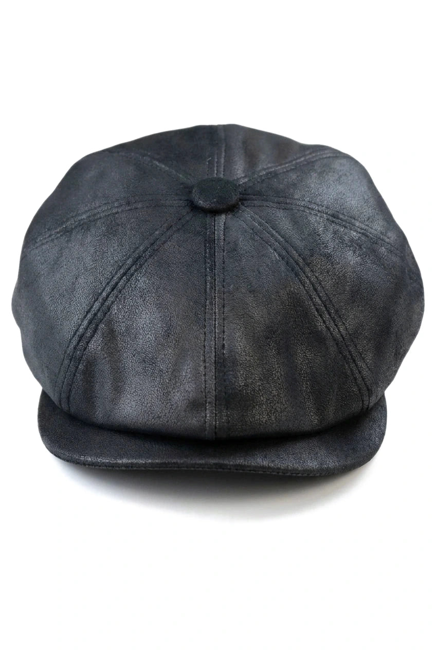 Moška 8-delna britvica Baker Boy Hat iz umetnega usnja Blinders Newsboy ravna kapa črne barve