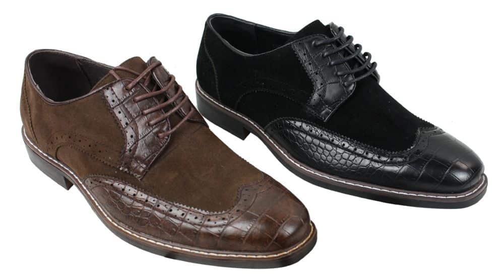 Moški črno-rjavi brogues iz semiša in kačjega usnja Gatsby Vintage