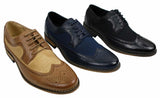 Moški usnjeni brogues čevlji italijanskega oblikovalca elegantno-ležerni rjavi črni mornarsko modri retro