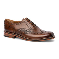 Moški rjavi usnjeni oxfordski čevlji Wingtip brogue