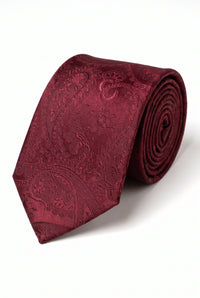 Darilni set za moške bordo kravate s paisley vzorcem