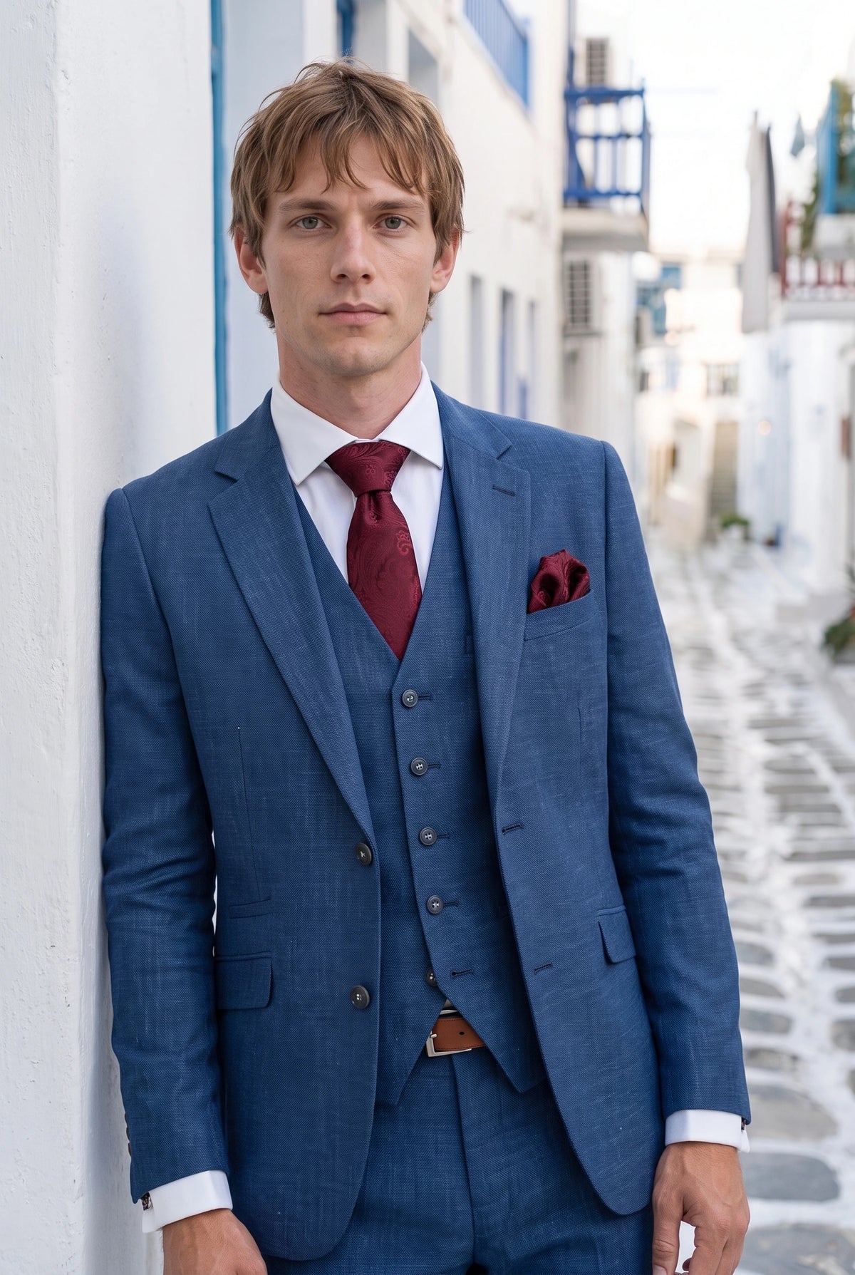 Darilni set za moške bordo kravate s paisley vzorcem