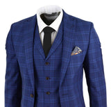 Moška temno modra karo obleka