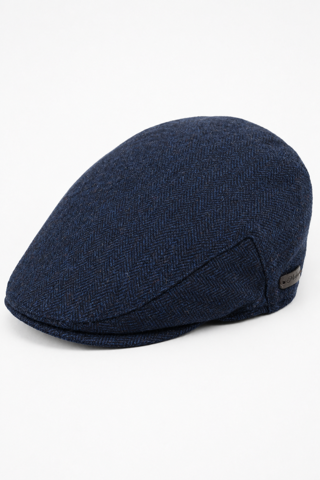 Moška ravna kapa iz volne, mornarsko modrega tvida z vzorcem ribje kosti, klasična unisex kapa iz 20. let prejšnjega stoletja, Del Boy