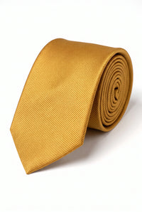 Moška ozka enobarvna kravata zlate barve