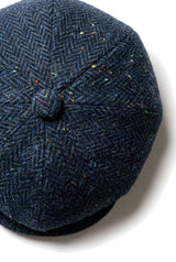 Moška 8-delna kapa z vzorcem ribje kosti in modrim tvidom