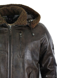 Moška jakna bomber iz pravega usnja s kapuco, leteča, vintage rjava, retro rjava