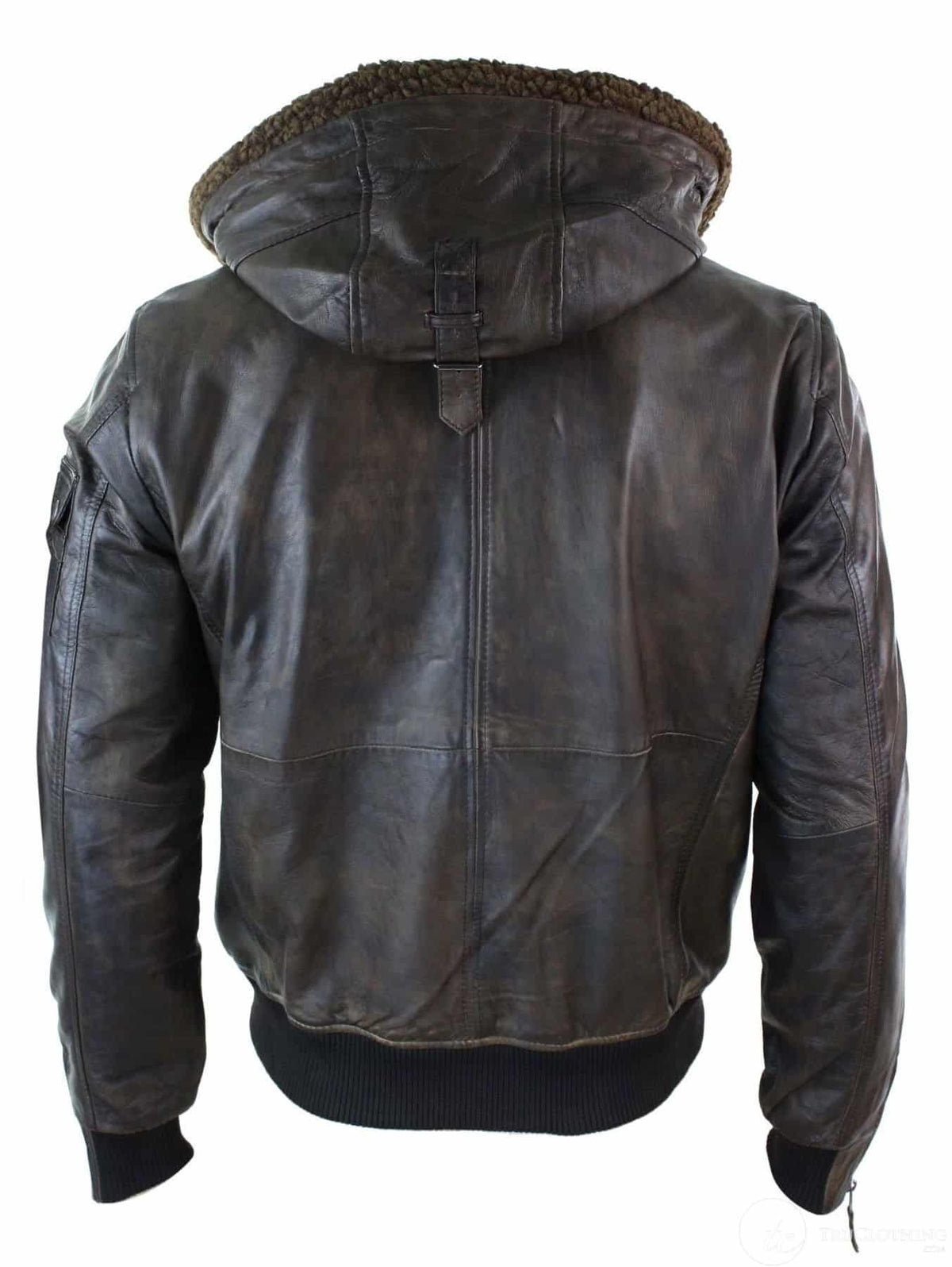 Moška jakna bomber iz pravega usnja s kapuco, leteča, vintage rjava, retro rjava