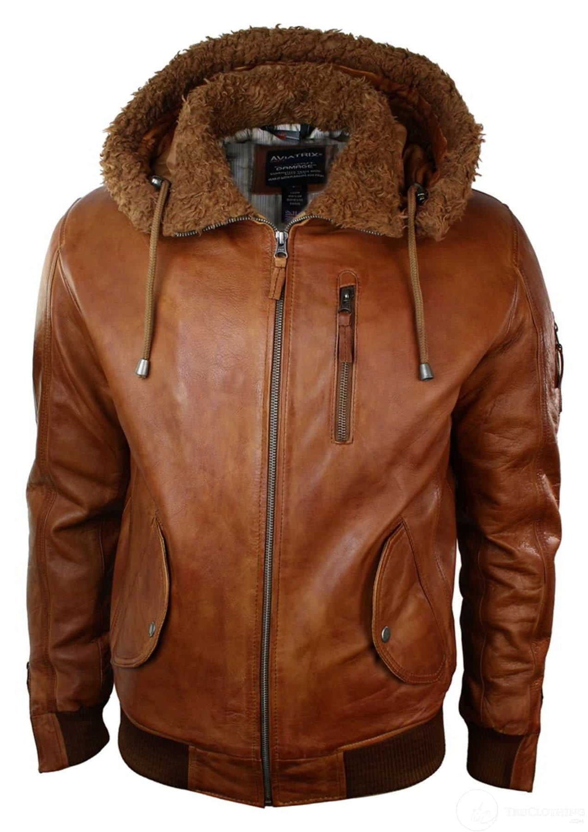 Moška jakna bomber iz pravega usnja s kapuco, pilotska, vintage rjava, retro-rjava