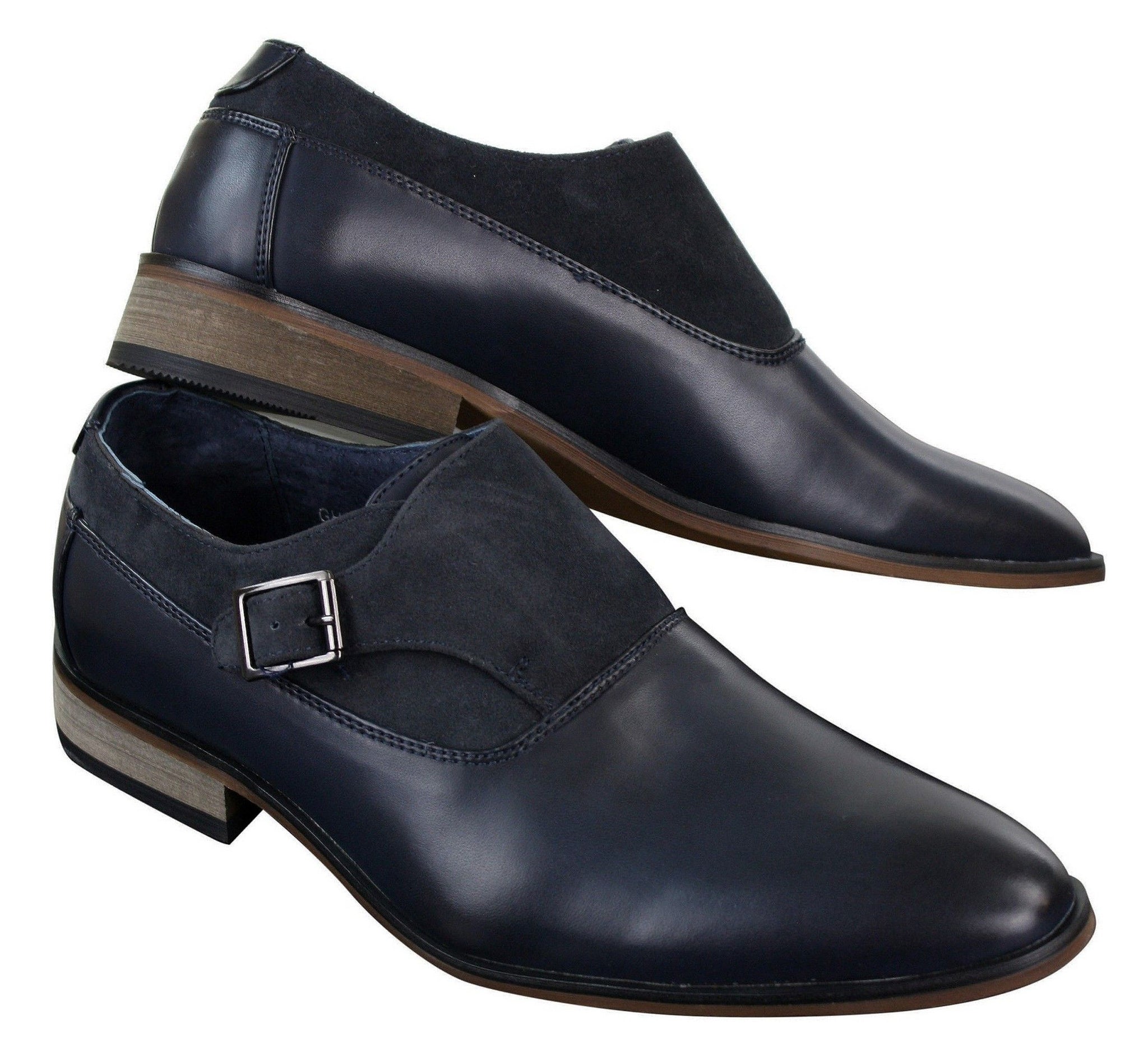 Moški usnjeni in semiš čevlji s sponko, italijanski dizajnerski, elegantni in casual, formalni