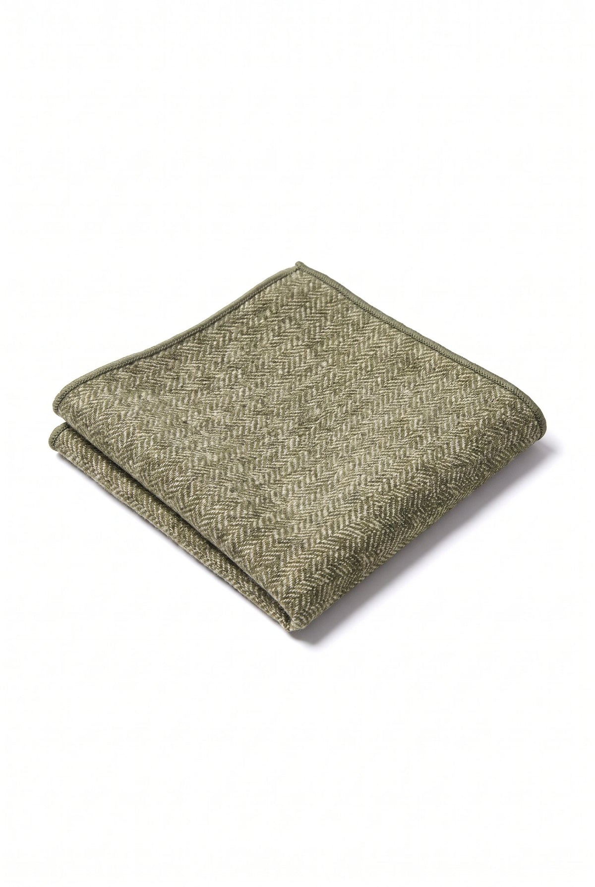 Moški žepni robček iz tvida v žajbljevo zeleni barvi iz mešanice volne