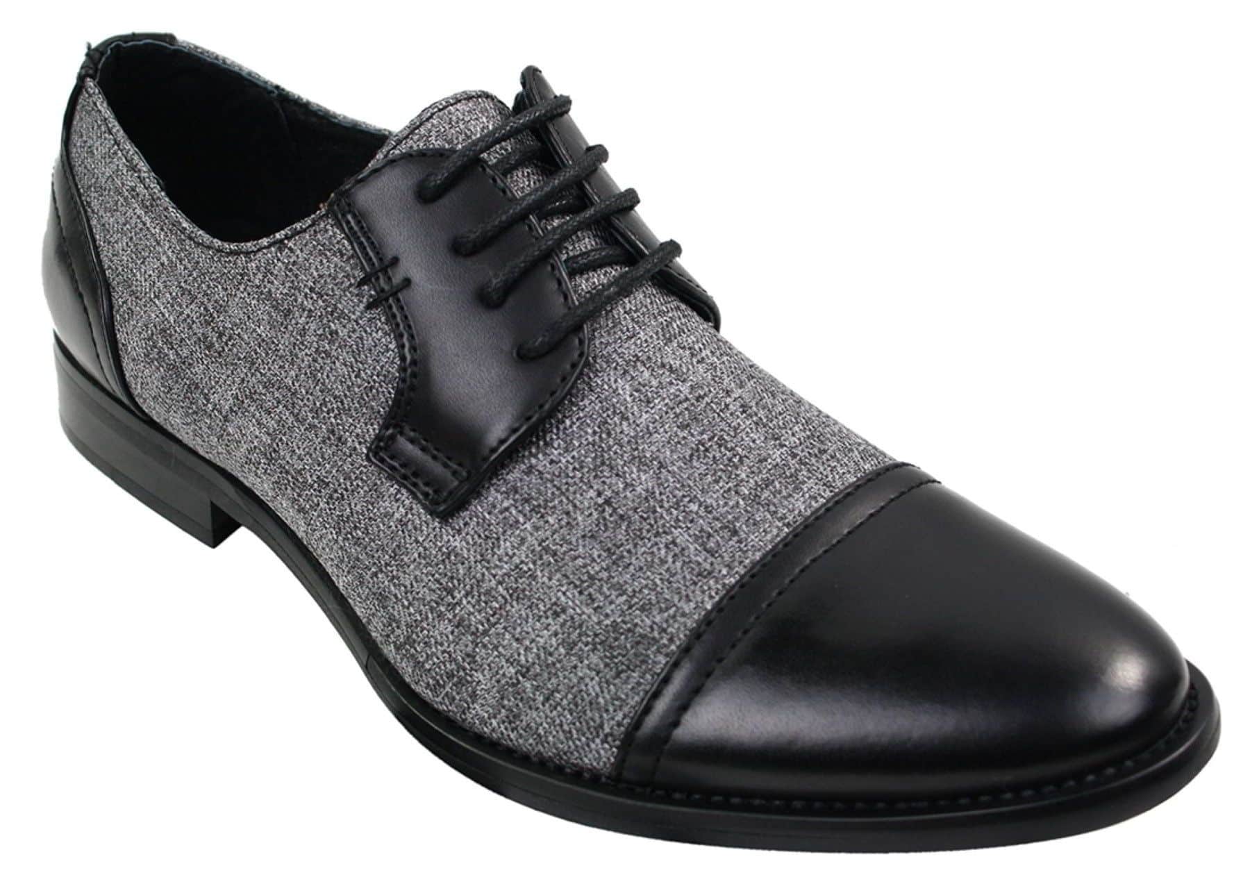 Moški elegantni casual čevlji z vezalkami iz tvida in usnja, vintage retro