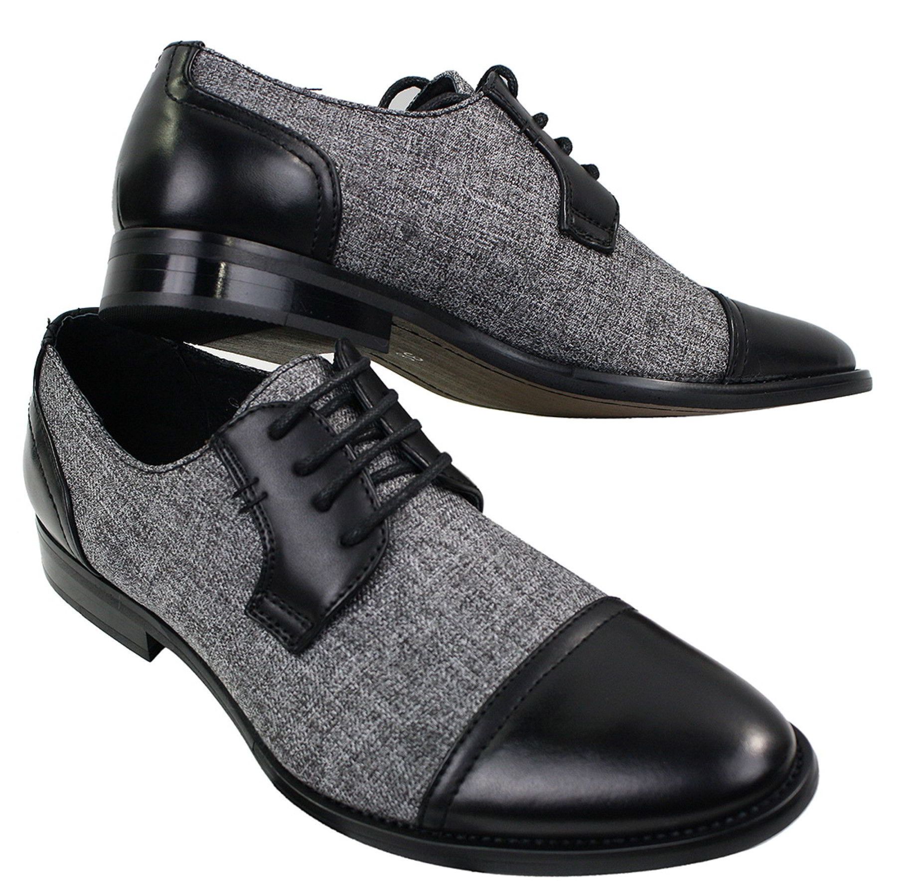 Moški elegantni casual čevlji z vezalkami iz tvida in usnja, vintage retro