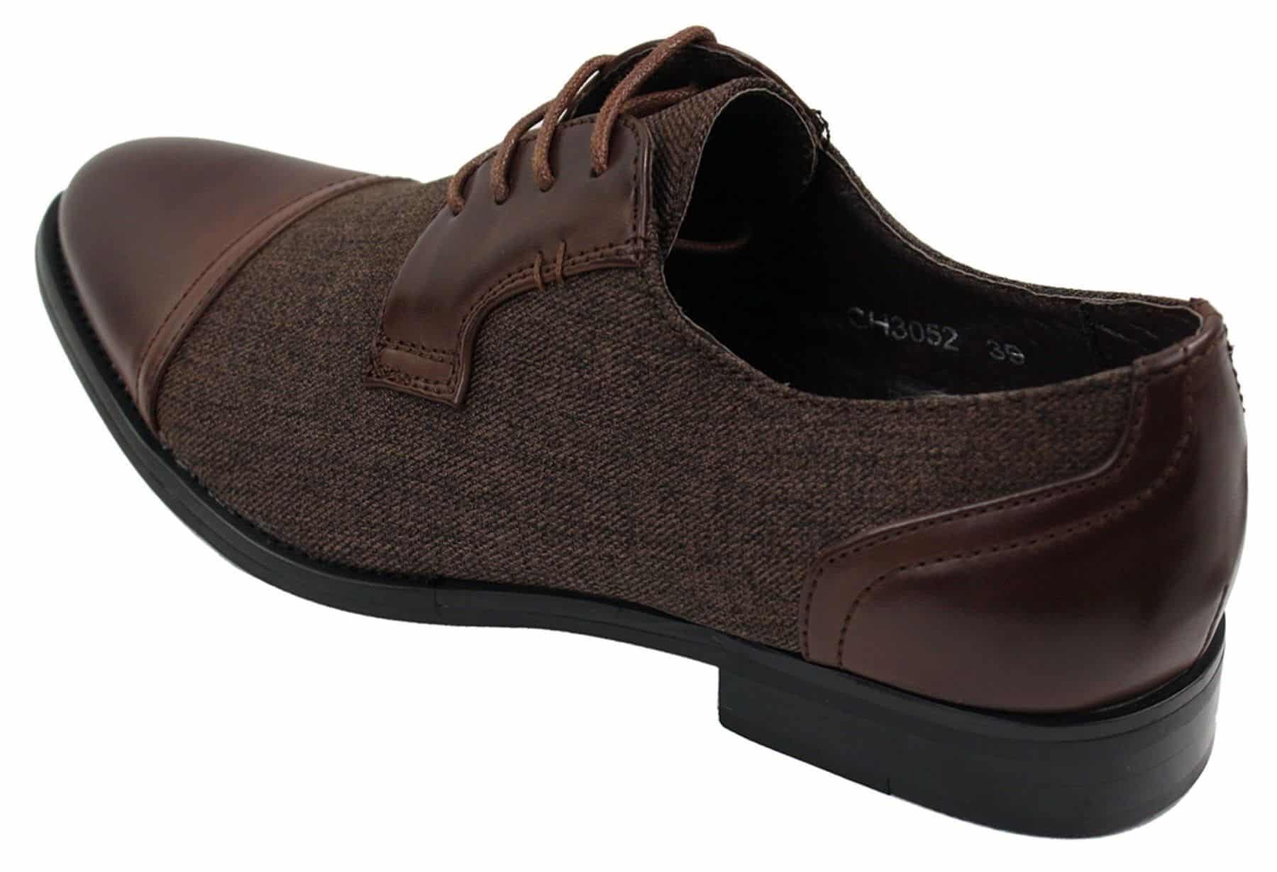 Moški elegantni casual čevlji z vezalkami iz tvida in usnja, vintage retro