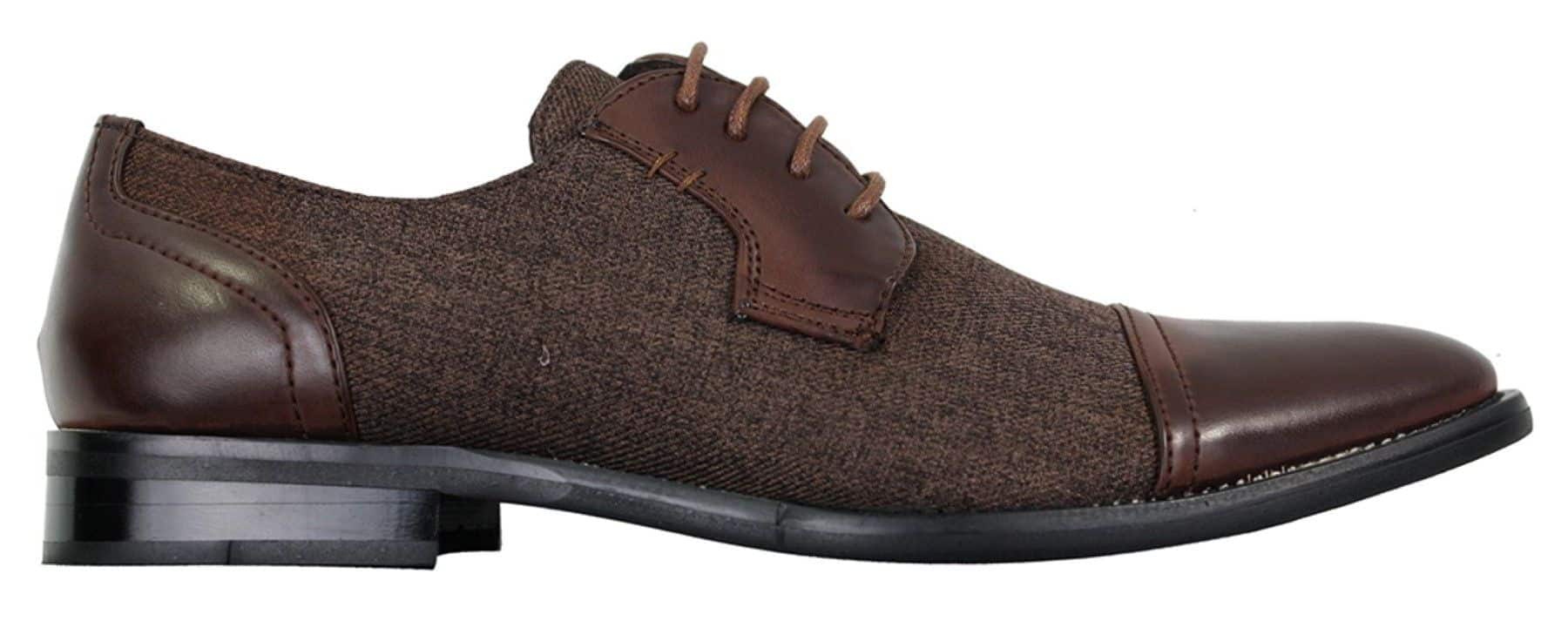 Moški elegantni casual čevlji z vezalkami iz tvida in usnja, vintage retro