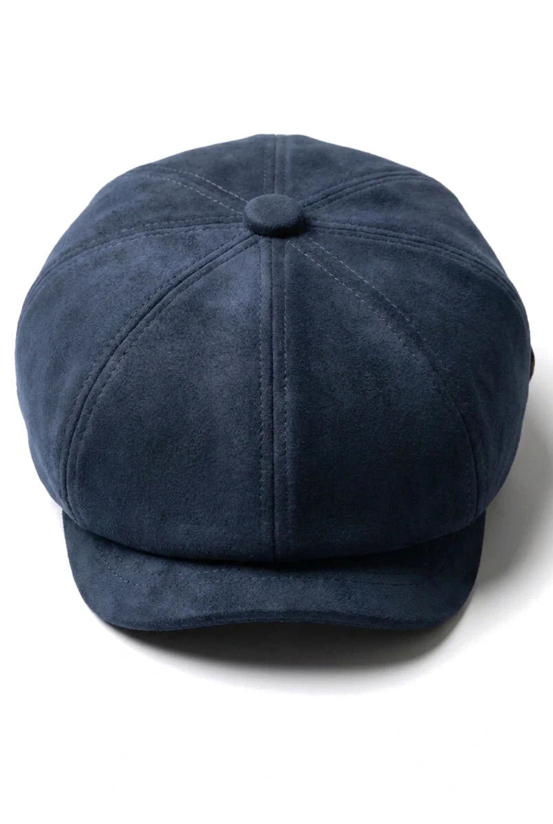 Moški semiš vintage 8-delni klasični Gatsby Baker Boy klobuk - temno moder