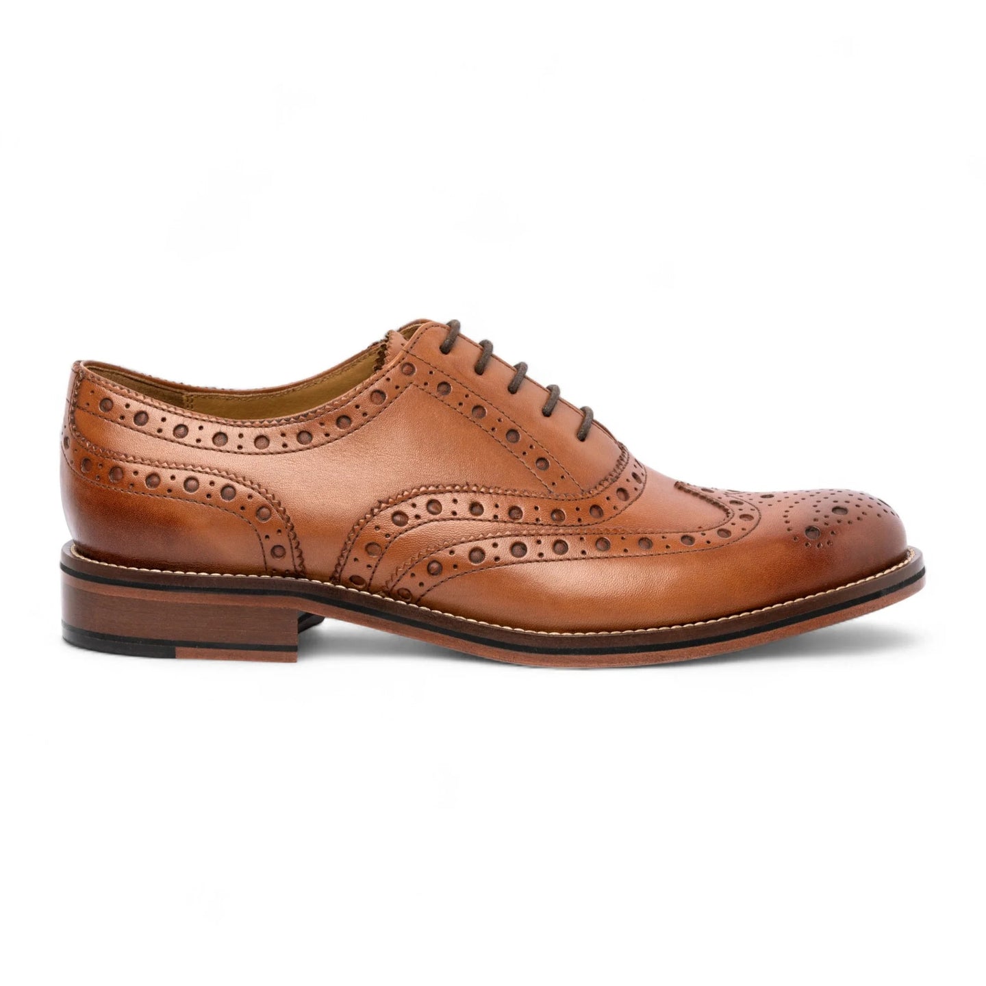 Moški rjavi usnjeni oxfordski čevlji Wingtip brogue v rjavi barvi