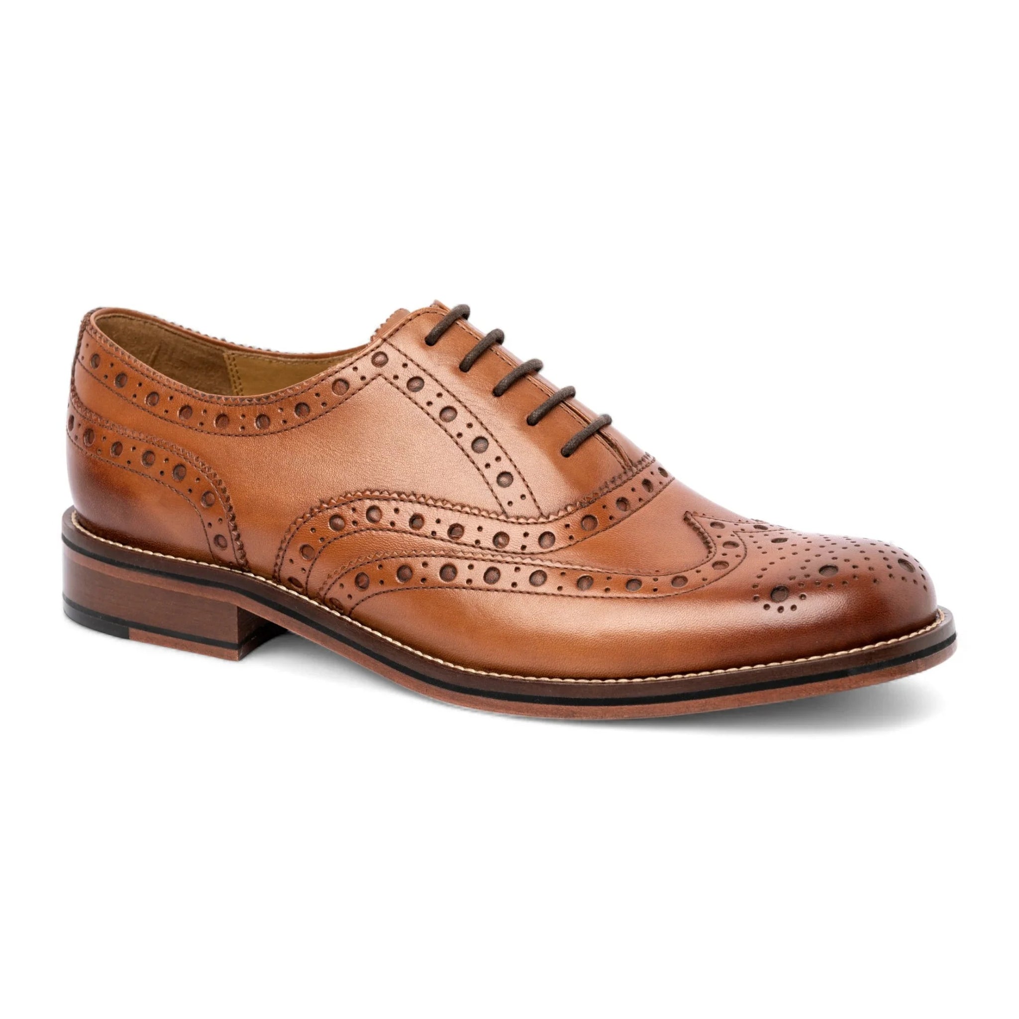 Moški rjavi usnjeni oxfordski čevlji Wingtip brogue v rjavi barvi