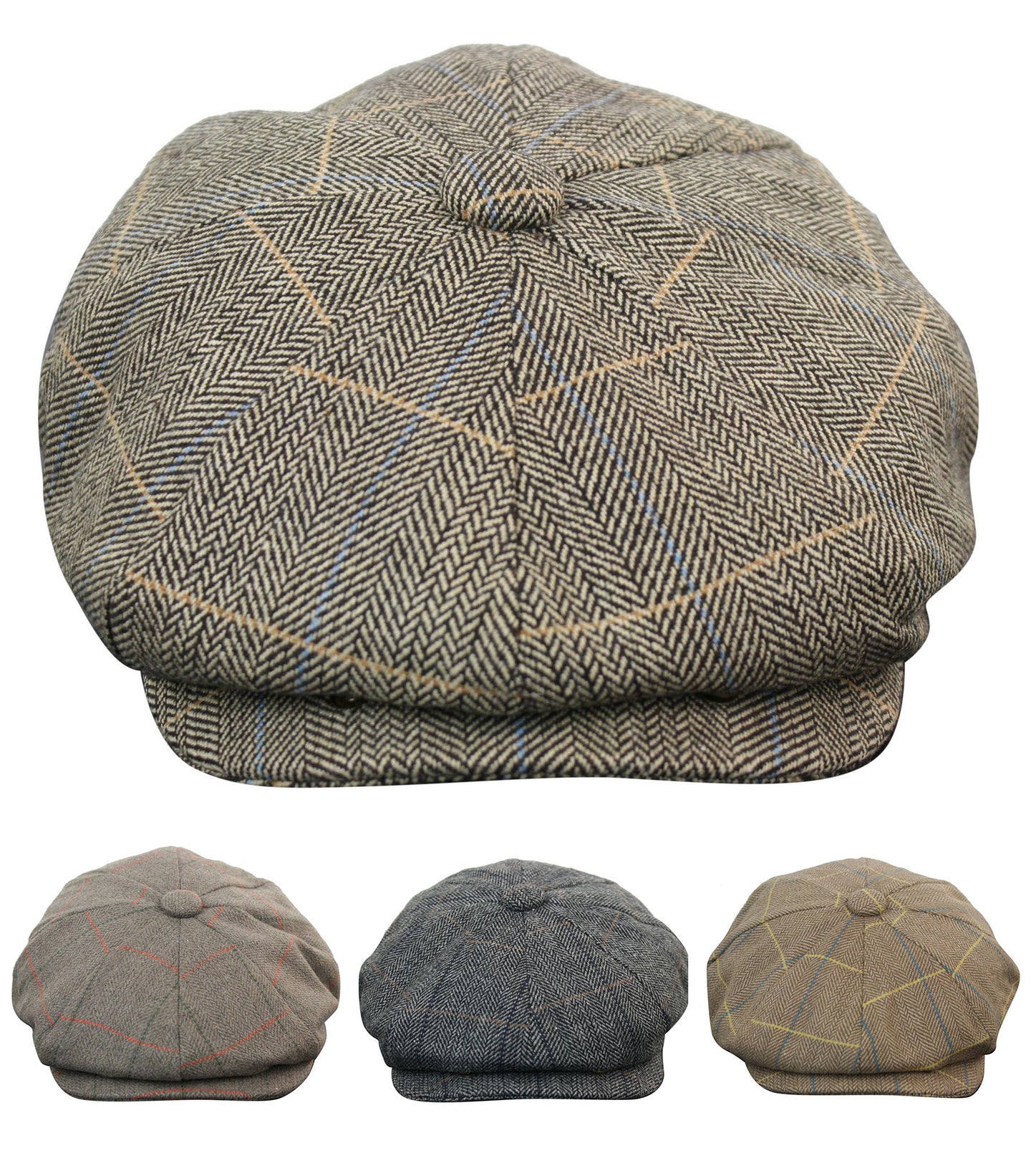 Moška kapa Peaky Blinders s tvidom in karo vzorcem