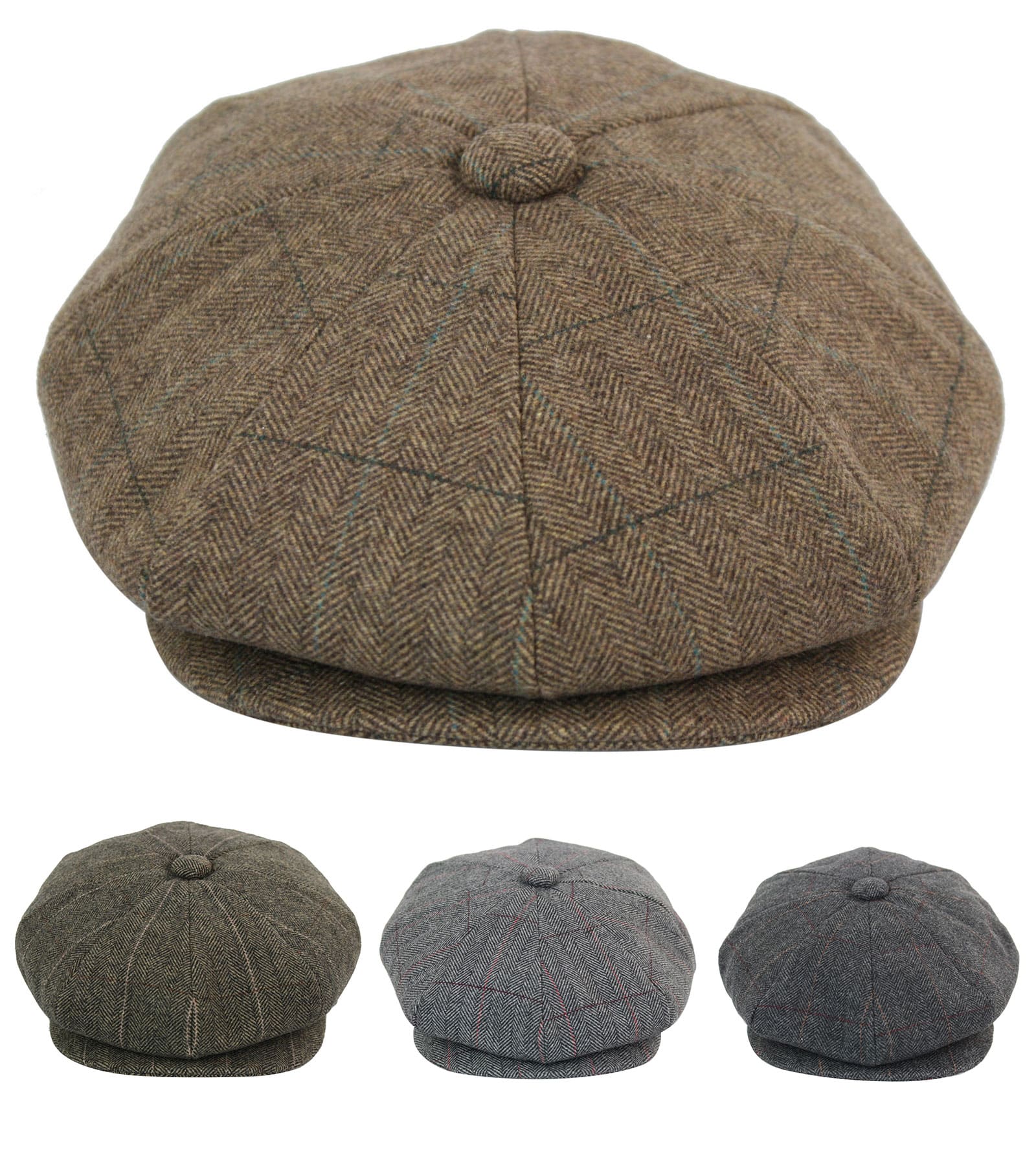 Moška kapa Peaky Blinders s tvidom in karo vzorcem