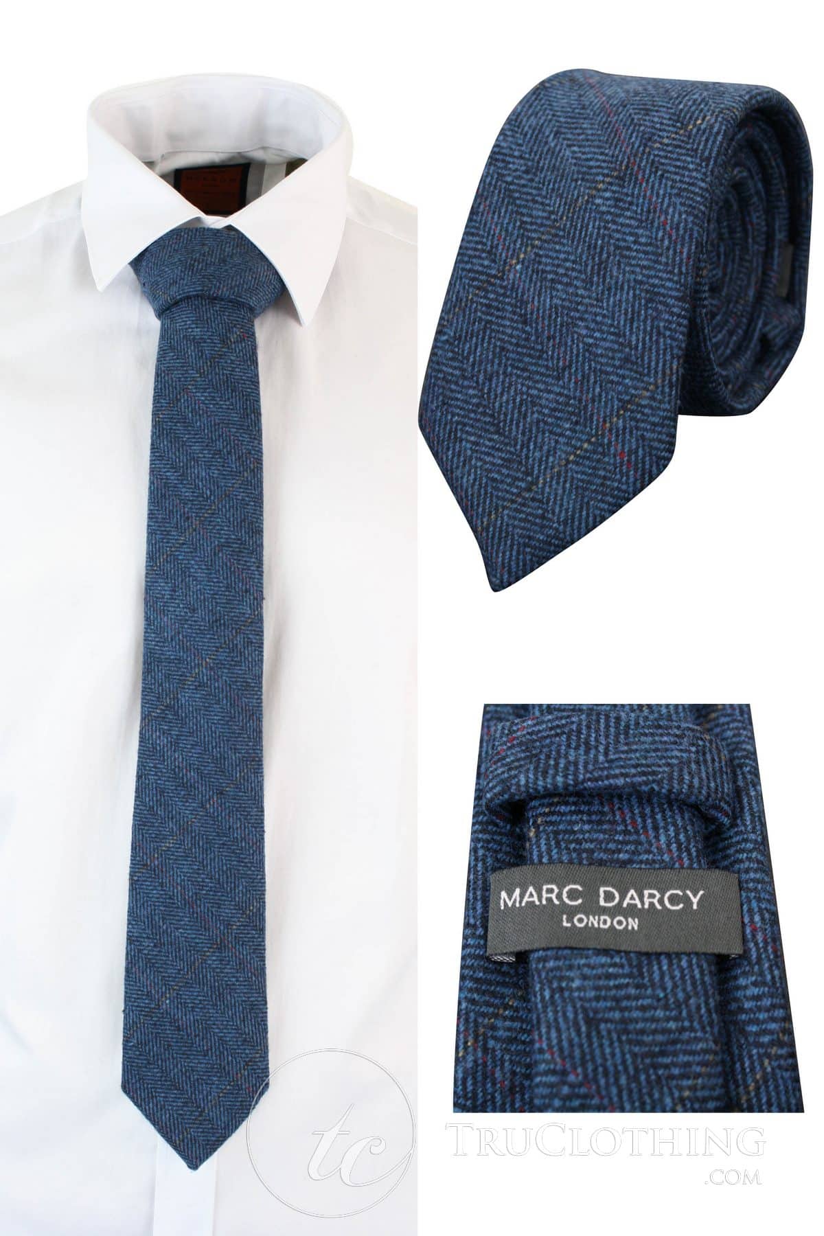 Moške tvidaste kravate z vzorcem ribje kosti Marc Darcy, klasične vintage retro deonske